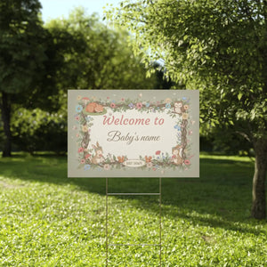 Custom Woodland Baby Shower Yard Sign Forest Friends - Dipaliz - Sidewalk & Signs