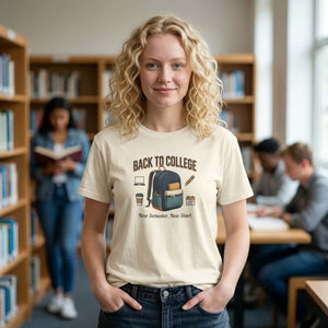 Back to College T‑shirt, Backpack & Study Essentials Tee - T-shirts