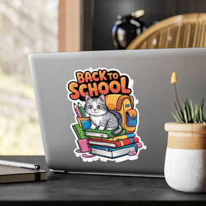 School Cat Vinyl Decal Sleek Satin Finish Sticker - Dipaliz - 8’’ x 10’’ / Kiss-cut / Decorative Stickers