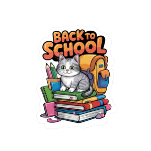 School Cat Vinyl Decal Sleek Satin Finish Style Dipaliz - 3’’ x 4’’ / Kiss-cut / Decorative Stickers