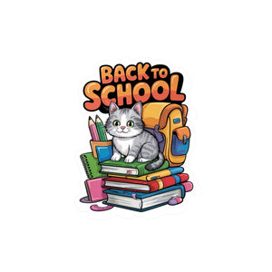 School Cat Vinyl Decal Sleek Satin Finish Style Dipaliz - 4’’ x 6’’ / Kiss-cut / Decorative Stickers