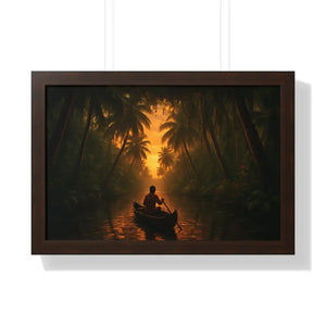 Kerala’s Backwaters Gallery Canvas - Framed Horizontal Print - Dipaliz - 24″ x 16″ / Walnut - Prints