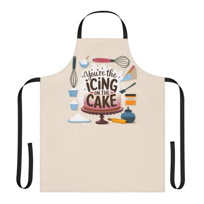 Chic Beige Apron: Bake in Style with Vibrant Utensil Prints - Apron