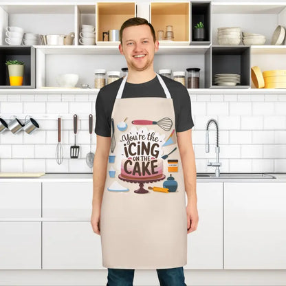 Chic Beige Apron: Bake in Style with Vibrant Utensil Prints - Apron