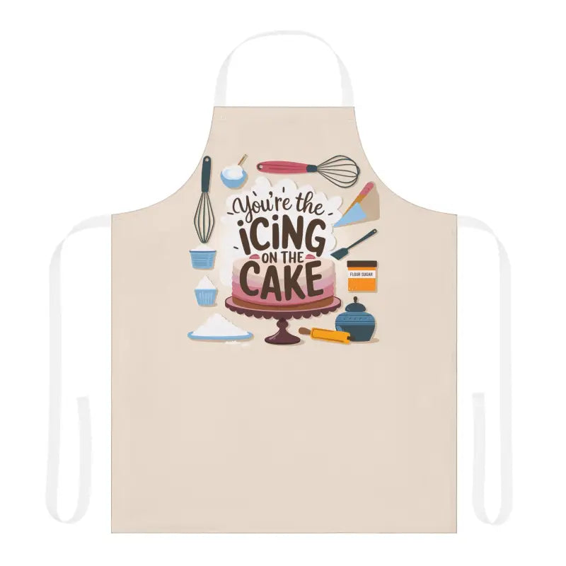 Chic Beige Apron: Bake in Style with Vibrant Utensil Prints - one Size / White Apron