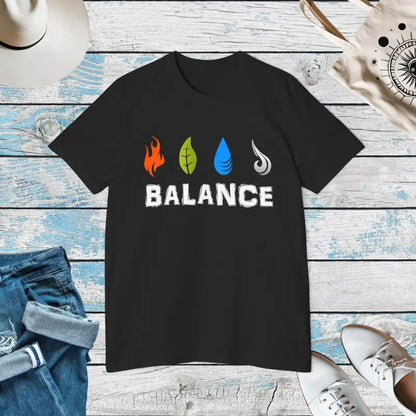 Unisex Deluxe Tee: Earth Water Air Fire Elements Vibe - Solid Black Blend / Xs T-shirt