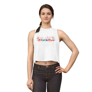 Balance Watercolor Crop Top - Mindful Fitness Tank - Dipaliz - s / Solid White Blend