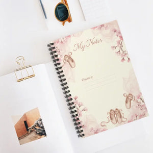 Floral Spiral Notebook - Ballet Slippers and Vintage Charm - Dipaliz - one Size - Paper Products