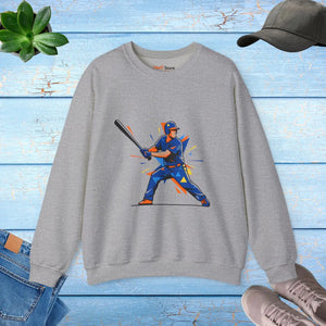 Baseball Batter Crewneck Sweatshirt – Vibrant Player Graphic - Sport Grey / s