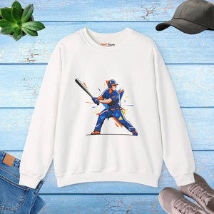 Baseball Batter Crewneck Sweatshirt – Vibrant Player Graphic - White / s