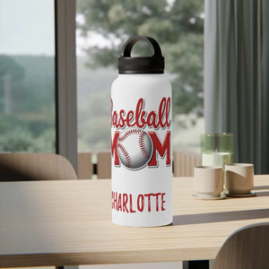 Baseball Mom Stainless Steel Water Bottle with Handle Lid - White / 32oz - Mug