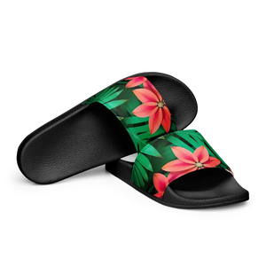 Women’s Slides Red Floral Sandal Flowers and Leaves - Dipaliz - Sandals