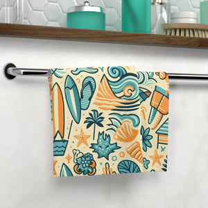 Beach Pattern Face Towel – Soft Cotton Back - Dipaliz - Washcloths