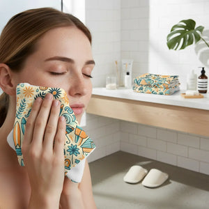 Beach Pattern Face Towel – Soft Cotton Back - Dipaliz - Washcloths