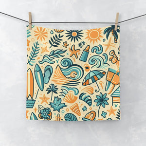 Beach Pattern Face Towel – Soft Cotton Back - Dipaliz - Washcloths
