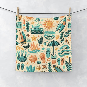 Beach Pattern Face Towel – Summer Cotton - Dipaliz - Washcloths