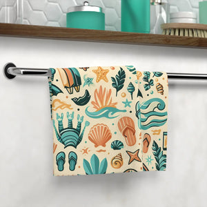 Beach Pattern Face Towel – Summer Cotton - Dipaliz - Washcloths