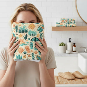 Beach Pattern Face Towel – Summer Cotton - Dipaliz - Washcloths