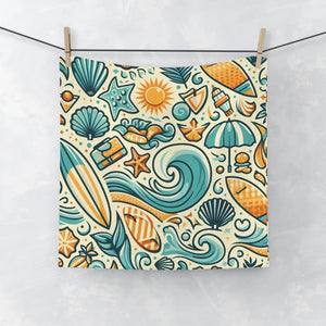 Beach Vibes Face Towel – Organic Cotton - Dipaliz - Washcloths