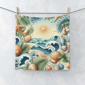 Beachscape Face Towel – Soft Cotton Washcloth - Dipaliz - Washcloths