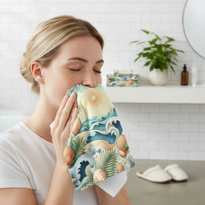 Beachscape Face Towel – Soft Cotton Washcloth - Dipaliz - Washcloths