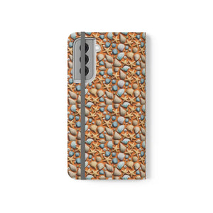 Samsung Galaxy Flip Cases Sea Shells Beach Print - Dipaliz - S21 - Mobile Phone