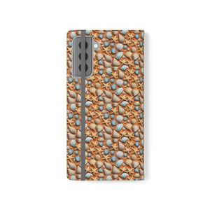 Samsung Galaxy Flip Cases Sea Shells Beach Print - Dipaliz - S21 Plus - Mobile Phone