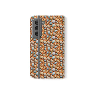 Samsung Galaxy Flip Cases Sea Shells Beach Print - Dipaliz - S22 - Mobile Phone