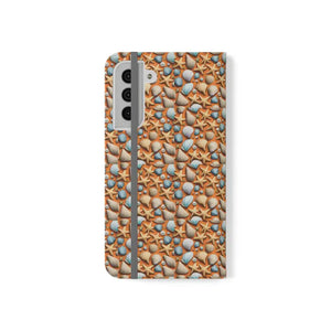 Samsung Galaxy Flip Cases Sea Shells Beach Print - Dipaliz - S22 Plus - Mobile Phone