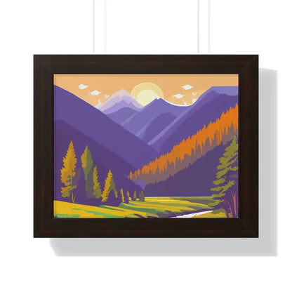 Wake Up to a Beautiful Dawn with this Framed Landscape Poster - 14″ x 11″ / Walnut