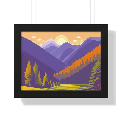 Wake Up to a Beautiful Dawn with this Framed Landscape Poster - 16″ x 12″ / Black