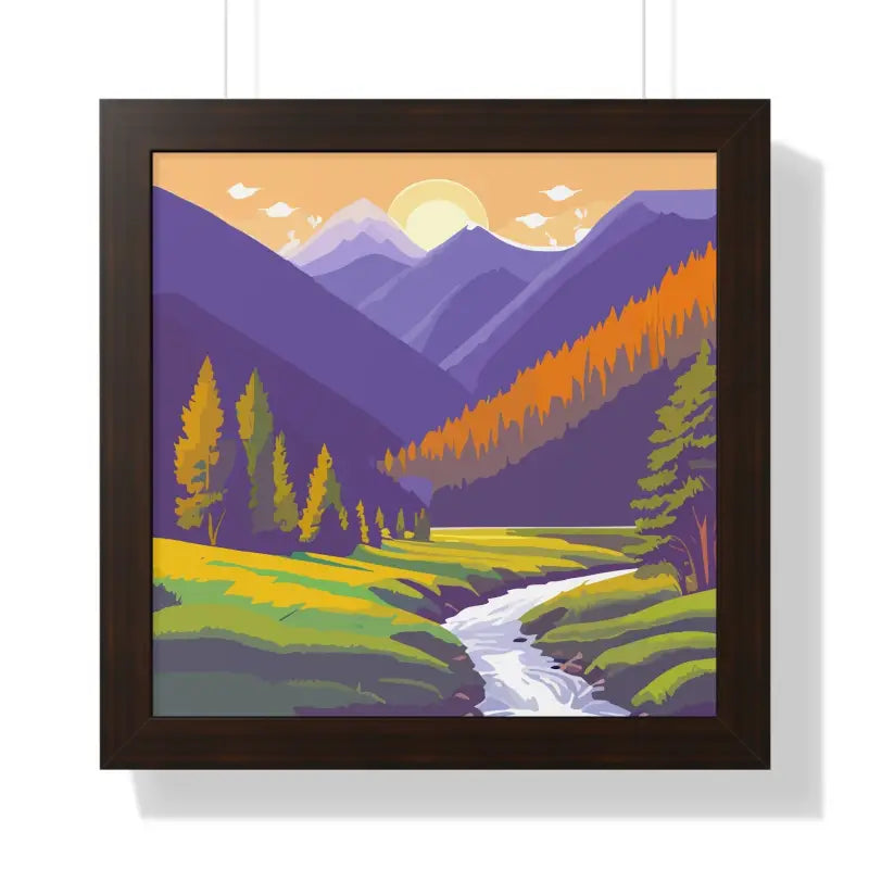 Wake Up to a Beautiful Dawn with this Framed Landscape Poster - 16″ x / Walnut