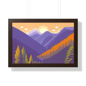 Beautiful Dawn Landscape Framed Horizontal Poster - Dipaliz - 24″ x 16″ / Walnut - Posters Prints & Visual Artwork