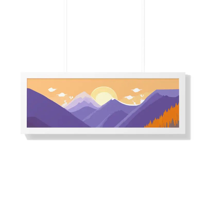 Wake Up to a Beautiful Dawn with this Framed Landscape Poster - 36″ x 12″ / White