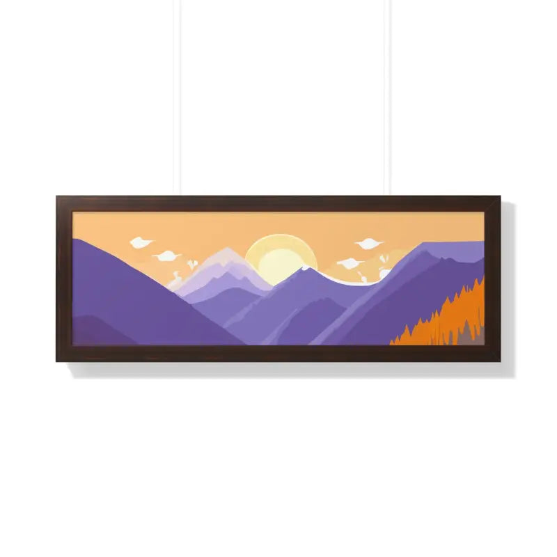 Wake Up to a Beautiful Dawn with this Framed Landscape Poster - 36″ x 12″ / Walnut