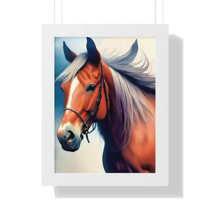 Transform your Space with a Stunning Horse Framed Vertical Poster - 12″ x 16″ / White