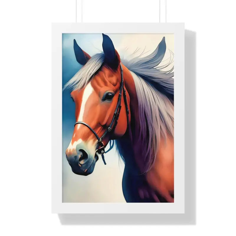 Transform your Space with a Stunning Horse Framed Vertical Poster - 16″ x 24″ / White