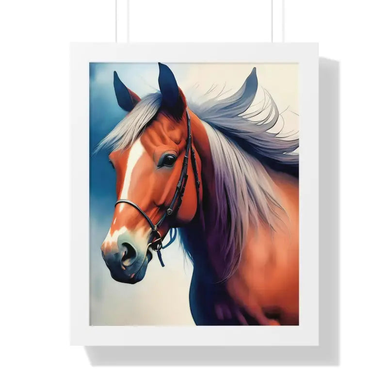 Transform your Space with a Stunning Horse Framed Vertical Poster - 16″ x 20″ / White