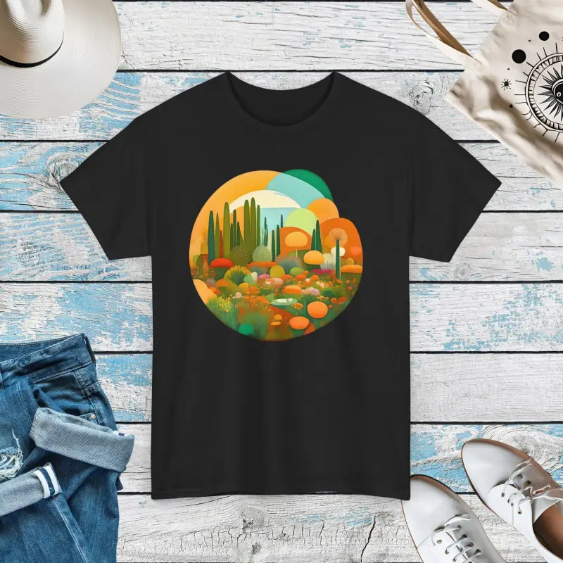 Unisex Deluxe T-shirt Beautiful Landscape in a Circle - Black / s T-shirt