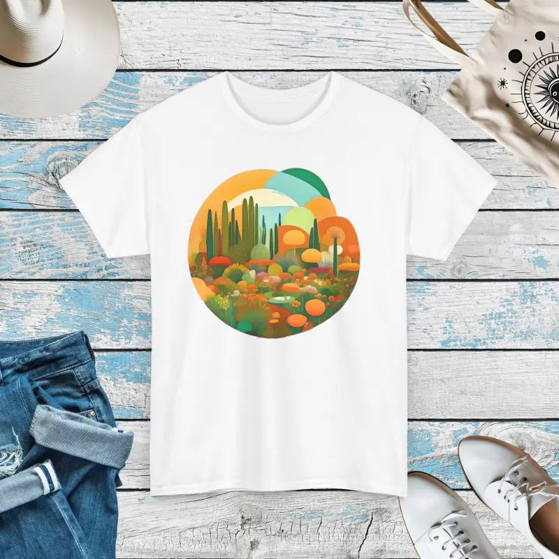 Unisex Deluxe T-shirt Beautiful Landscape in a Circle - White / s T-shirt