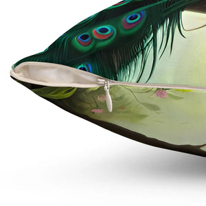Peacock Polyester Square Pillow Spun Dipaliz - Throw Pillows
