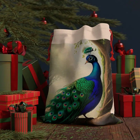 Beautiful Peacock Linen Bag: Eco-friendly Gifting Redefined - 19.7’’ x 26’’ Home Decor