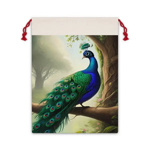 Beautiful Peacock Linen Bag Eco Friendly Tote - Dipaliz - 19.7’’ x 26’’ - Gift Bags