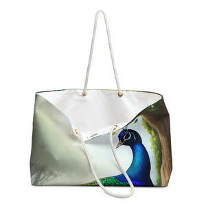 Beautiful Peacock Bird Oversized Polyester Weekender Bag - Dipaliz - 24’’ × 13’’ - Tote Bags