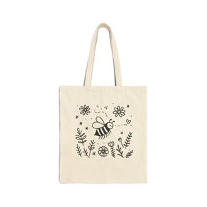Whimsical Bee Canvas Tote Bag Cotton Eco Shopper Dipaliz - Bags