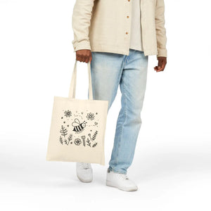 Whimsical Bee Canvas Tote Bag Cotton Eco Shopper Dipaliz - Bags