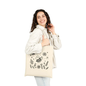 Whimsical Bee Canvas Tote Bag Cotton Eco Shopper Dipaliz - Bags