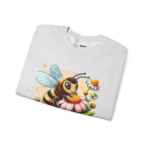 Enchanting Bee Heavy Blend Crewneck - Flower Design - Dipaliz - Sweatshirts