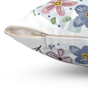 Polyester Square Pillow - Bees and Flowers Decor - Dipaliz - Throw Pillows