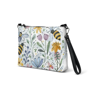 Bees Crossbody Bag Watercolor Flowers Summer Style - Dipaliz - Cross Body Bags